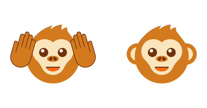 hear no evil, monkey face. Three wise monkeys vector icons.
