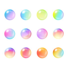 Social media round cover icons, web buttons with gradient. Infographic spheres template for fashion, spa, beauty, make up bloggers. Set of circles, emblems