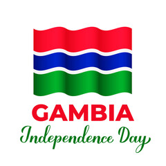 Gambia Independence Day typography poster. National holiday celebrated on February 18. Vector template for banner, greeting card, flyer, etc