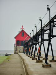 The breakwater leading to one of two Grand Haven lighthouses