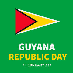 Fototapeta premium Guyana Republic Day banner. National holiday celebrated on February 23. Vector template for poster, greeting card, flyer, etc