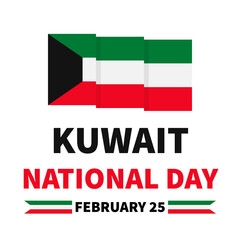 Kuwait National Day typography poster with flag. Holiday celebrated on February 25. Vector template for banner, greeting card, flyer, etc