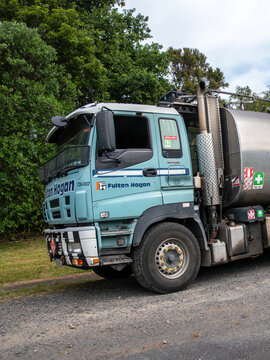 View of Fulton Hogan liquid bitumen asphalt tanker truck