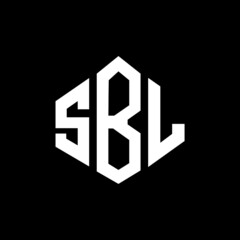 SBL letter logo design with polygon shape. SBL polygon and cube shape logo design. SBL hexagon vector logo template white and black colors. SBL monogram, business and real estate logo.