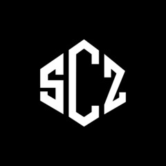 SCZ letter logo design with polygon shape. SCZ polygon and cube shape logo design. SCZ hexagon vector logo template white and black colors. SCZ monogram, business and real estate logo.