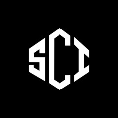 SCI letter logo design with polygon shape. SCI polygon and cube shape logo design. SCI hexagon vector logo template white and black colors. SCI monogram, business and real estate logo.