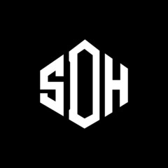 SDH letter logo design with polygon shape. SDH polygon and cube shape logo design. SDH hexagon vector logo template white and black colors. SDH monogram, business and real estate logo.
