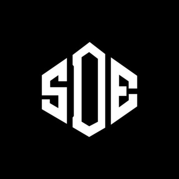 SDE letter logo design with polygon shape. SDE polygon and cube shape logo design. SDE hexagon vector logo template white and black colors. SDE monogram, business and real estate logo.