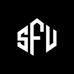Obraz premium SFU letter logo design with polygon shape. SFU polygon and cube shape logo design. SFU hexagon vector logo template white and black colors. SFU monogram, business and real estate logo.