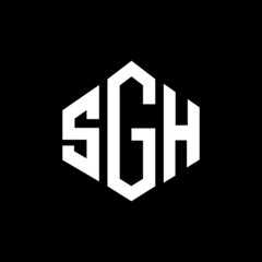 SGH letter logo design with polygon shape. SGH polygon and cube shape logo design. SGH hexagon vector logo template white and black colors. SGH monogram, business and real estate logo.