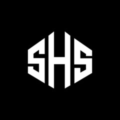 SHS letter logo design with polygon shape. SHS polygon and cube shape logo design. SHS hexagon vector logo template white and black colors. SHS monogram, business and real estate logo.