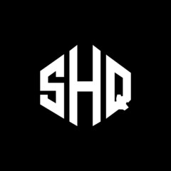 SHQ letter logo design with polygon shape. SHQ polygon and cube shape logo design. SHQ hexagon vector logo template white and black colors. SHQ monogram, business and real estate logo.