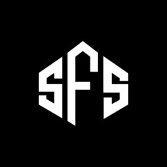 Obraz premium SFS letter logo design with polygon shape. SFS polygon and cube shape logo design. SFS hexagon vector logo template white and black colors. SFS monogram, business and real estate logo.