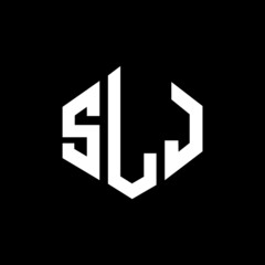 SLJ letter logo design with polygon shape. SLJ polygon and cube shape logo design. SLJ hexagon vector logo template white and black colors. SLJ monogram, business and real estate logo.