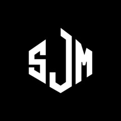 SJM letter logo design with polygon shape. SJM polygon and cube shape logo design. SJM hexagon vector logo template white and black colors. SJM monogram, business and real estate logo.