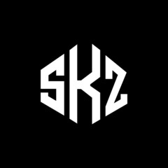 Obraz premium SKZ letter logo design with polygon shape. SKZ polygon and cube shape logo design. SKZ hexagon vector logo template white and black colors. SKZ monogram, business and real estate logo.