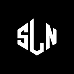 SLN letter logo design with polygon shape. SLN polygon and cube shape logo design. SLN hexagon vector logo template white and black colors. SLN monogram, business and real estate logo.