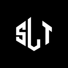SLT letter logo design with polygon shape. SLT polygon and cube shape logo design. SLT hexagon vector logo template white and black colors. SLT monogram, business and real estate logo.