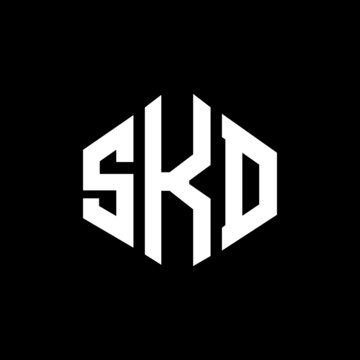 SKD letter logo design with polygon shape. SKD polygon and cube shape logo design. SKD hexagon vector logo template white and black colors. SKD monogram, business and real estate logo.