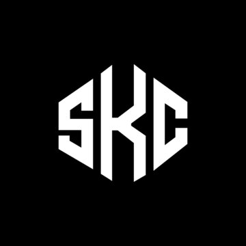SKC letter logo design with polygon shape. SKC polygon and cube shape logo design. SKC hexagon vector logo template white and black colors. SKC monogram, business and real estate logo.