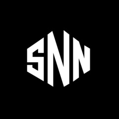 SNN letter logo design with polygon shape. SNN polygon and cube shape logo design. SNN hexagon vector logo template white and black colors. SNN monogram, business and real estate logo.