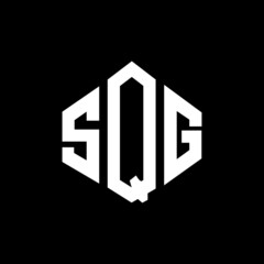 SQG letter logo design with polygon shape. SQG polygon and cube shape logo design. SQG hexagon vector logo template white and black colors. SQG monogram, business and real estate logo.