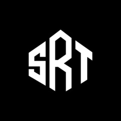 SRT letter logo design with polygon shape. SRT polygon and cube shape logo design. SRT hexagon vector logo template white and black colors. SRT monogram, business and real estate logo.