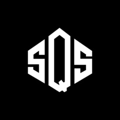 SQS letter logo design with polygon shape. SQS polygon and cube shape logo design. SQS hexagon vector logo template white and black colors. SQS monogram, business and real estate logo.