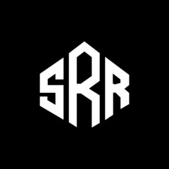 SRR letter logo design with polygon shape. SRR polygon and cube shape logo design. SRR hexagon vector logo template white and black colors. SRR monogram, business and real estate logo.