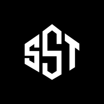 SST letter logo design with polygon shape. SST polygon and cube shape logo design. SST hexagon vector logo template white and black colors. SST monogram, business and real estate logo.