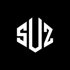 Obraz premium SUZ letter logo design with polygon shape. SUZ polygon and cube shape logo design. SUZ hexagon vector logo template white and black colors. SUZ monogram, business and real estate logo.