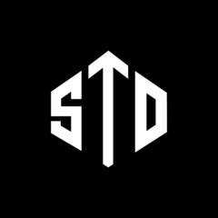 STO letter logo design with polygon shape. STO polygon and cube shape logo design. STO hexagon vector logo template white and black colors. STO monogram, business and real estate logo.