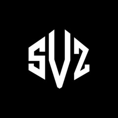 SVZ letter logo design with polygon shape. SVZ polygon and cube shape logo design. SVZ hexagon vector logo template white and black colors. SVZ monogram, business and real estate logo.