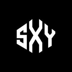 SXY letter logo design with polygon shape. SXY polygon and cube shape logo design. SXY hexagon vector logo template white and black colors. SXY monogram, business and real estate logo.