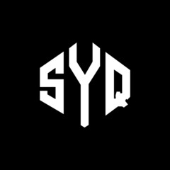 SYQ letter logo design with polygon shape. SYQ polygon and cube shape logo design. SYQ hexagon vector logo template white and black colors. SYQ monogram, business and real estate logo.