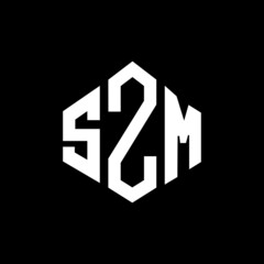 SZM letter logo design with polygon shape. SZM polygon and cube shape logo design. SZM hexagon vector logo template white and black colors. SZM monogram, business and real estate logo.