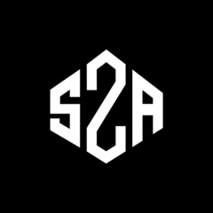 SZA letter logo design with polygon shape. SZA polygon and cube shape logo design. SZA hexagon vector logo template white and black colors. SZA monogram, business and real estate logo. - obrazy, fototapety, plakaty