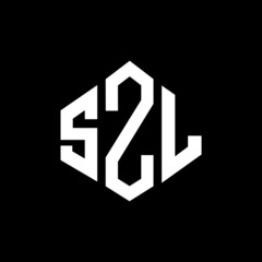 Obraz premium SZL letter logo design with polygon shape. SZL polygon and cube shape logo design. SZL hexagon vector logo template white and black colors. SZL monogram, business and real estate logo.