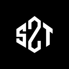 SZT letter logo design with polygon shape. SZT polygon and cube shape logo design. SZT hexagon vector logo template white and black colors. SZT monogram, business and real estate logo.