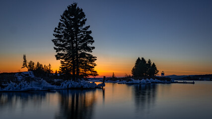 Sunset from Inside Grand Marais Harbor
