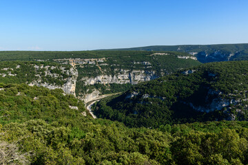 Fototapeta na wymiar The Gorges de lArdeche in Europe, France, Ardeche, in summer, on a sunny day.