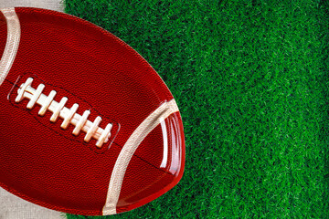 Football ball plate empty for food mockup.