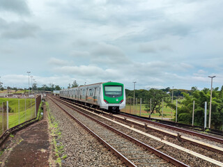 Fototapeta premium subway on the platform rails. means of transport