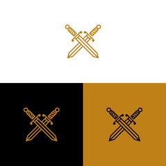Elegant line art sword logo design inspiration