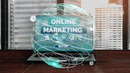 Digital Marketing Technology Solution for Online Business conceptual - Graphic interface showing...