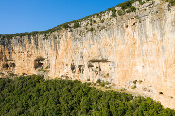 Fototapeta premium The eroded rock of the Gorges de lArdeche in Europe, France, Ardeche, in summer, on a sunny day.
