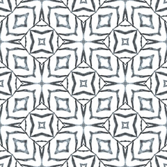 Watercolor summer ethnic border pattern. Black