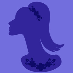 an elegant female head in profile with jewelry - a banner for advertising jewelry or a postcard. Design element