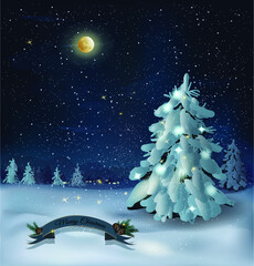 christmas tree with snow