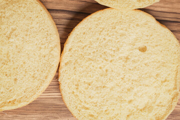 slice of hamburger bread, delicious with golden color and cooked at home